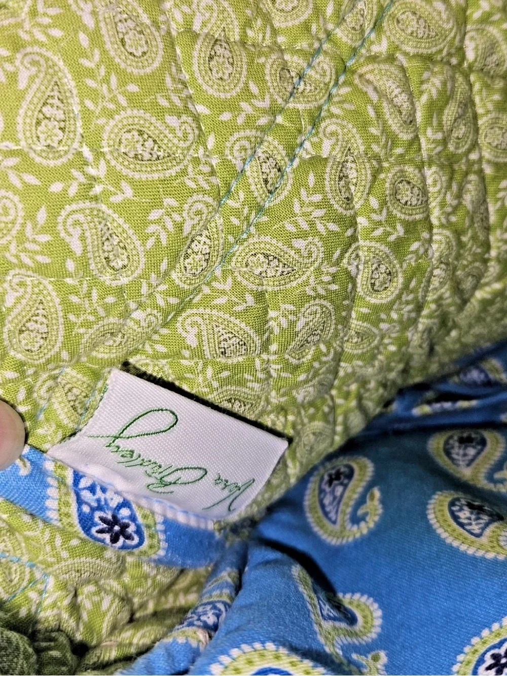 Vera Bradley Blue Paisley Quilted Cotton Crossbody with Yellow Accents